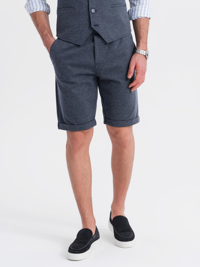Pánský elegantní komplet vesta + šortky - tmavě modrý V1 Z112