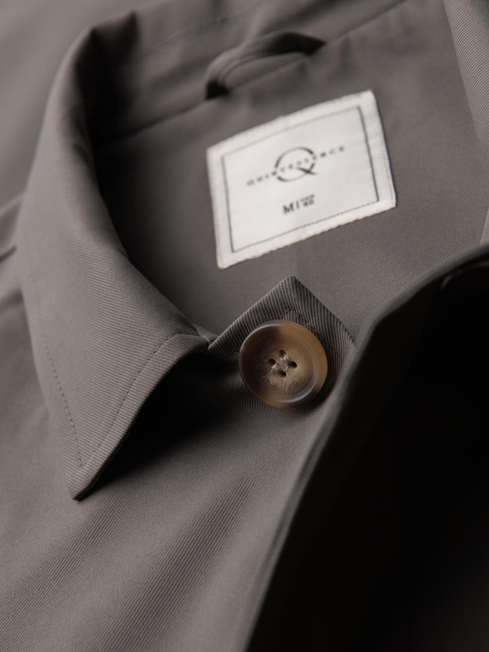 Pánský minimalistický kabát s odepínací vestou - popel V6 OM-COLC-0139