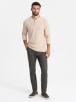 Pantaloni bărbătești uniform chino REGULAR FIT - kaki V3 OM-PACP-0183