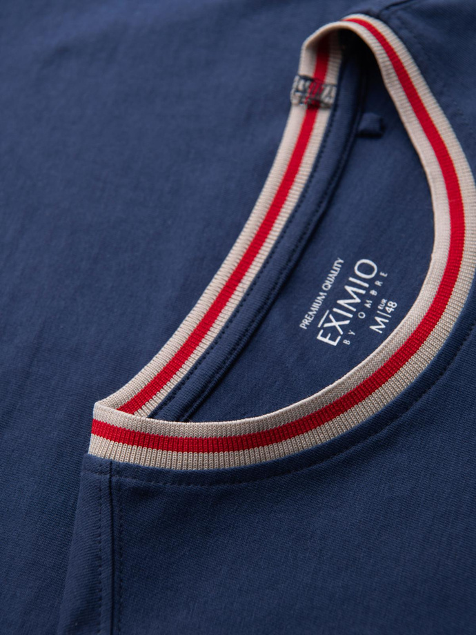 Polo bărbătesc structurat cu mânecă lungă și patch-uri - maro V4 OM-POLS-0131