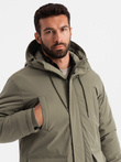 Classic men's long parka jacket - olive V3 OM-JALJ-0166