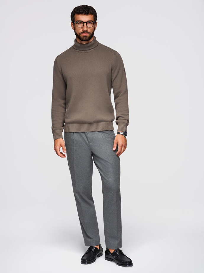 Golf men's knitted sweater - gray-brown V1 OM-SWTN-0163