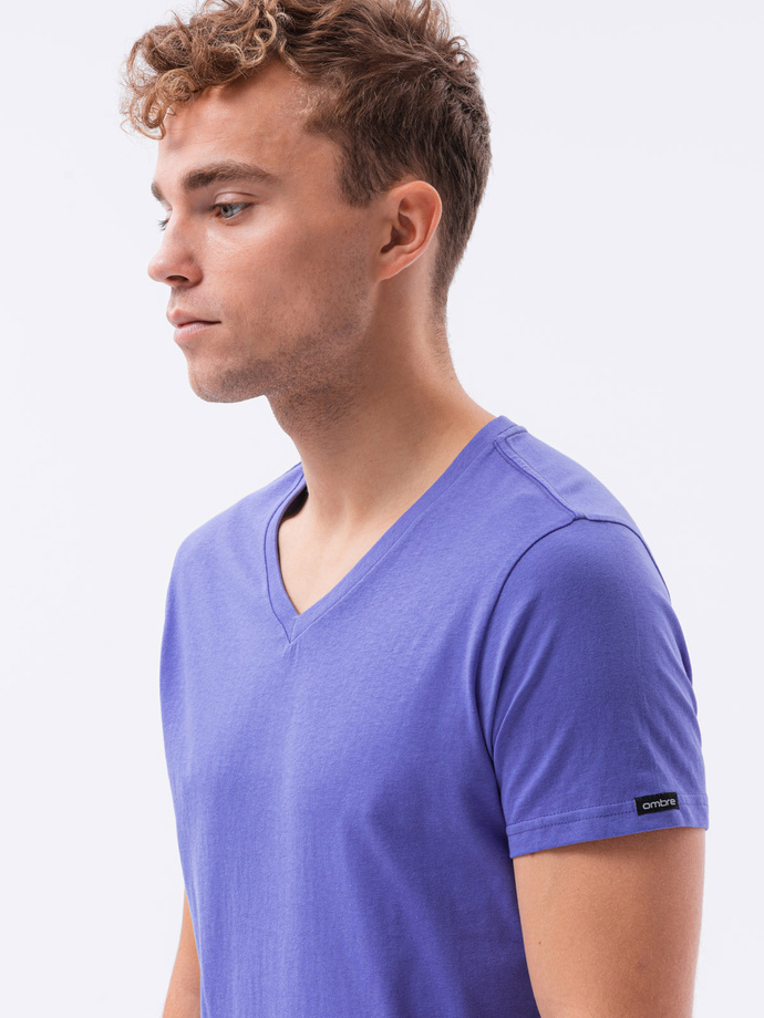 BASIC classic men's tee-shirt with a serape neckline - purple V12 S1369