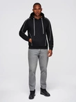 Unbuttoned men's sweatshirt with stand-up collar and hood - black V1 OM-SSZP-0216