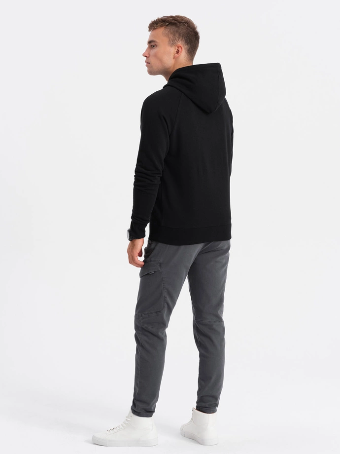 Hanorac cu imprimeu HOODIE pentru bărbați - negru V3 OM-SSPS-0152