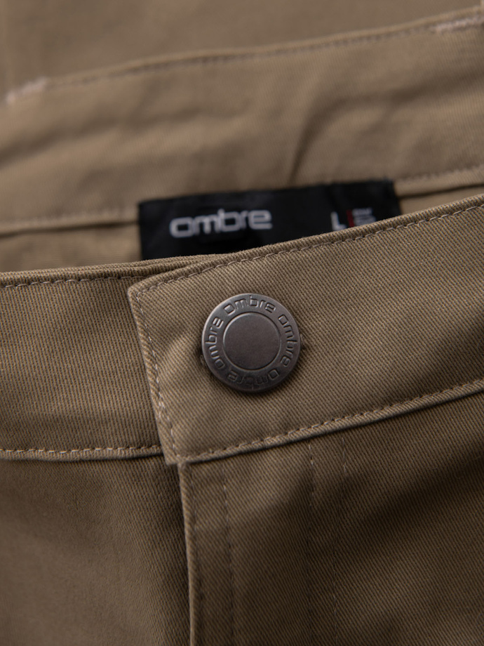 Pantaloni cargo pentru bărbați STRAIGHT LEG cu buzunare cu fermoar - kaki V3 OM-PACG-0204
