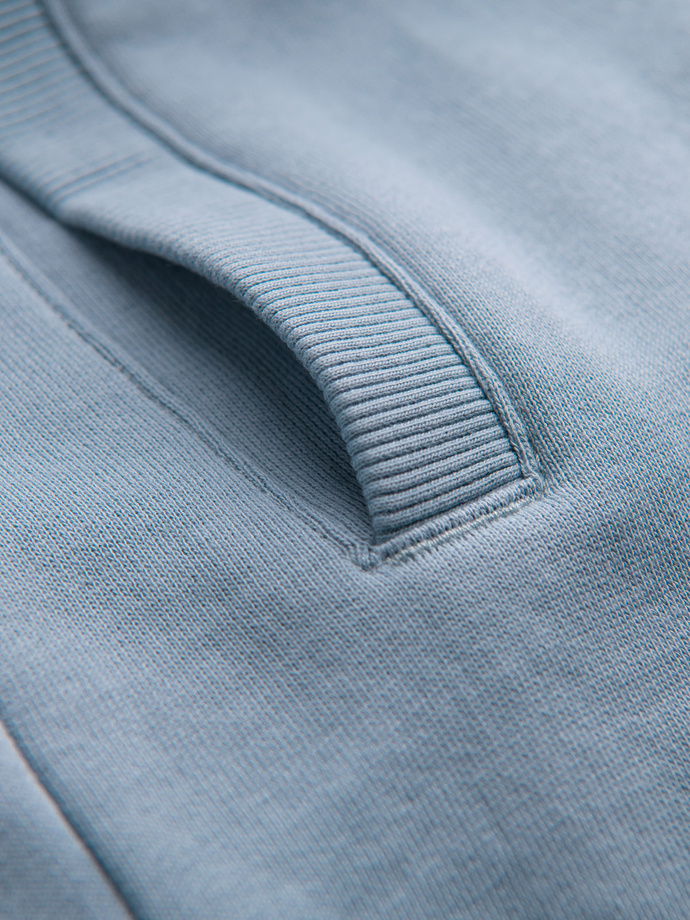 Men's knitted shorts with drawstring and pockets - light blue V7 OM-SRBS-0139