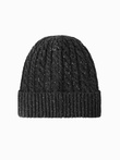 Men's beanie cap with round embossed patch - graphite V1 OM-ACWH-0121