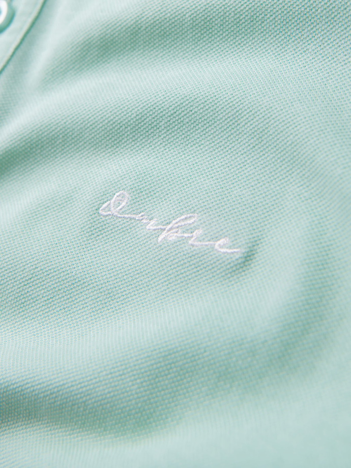 Cotton pique knit polo shirt - mint V1 OM-POSS-0103