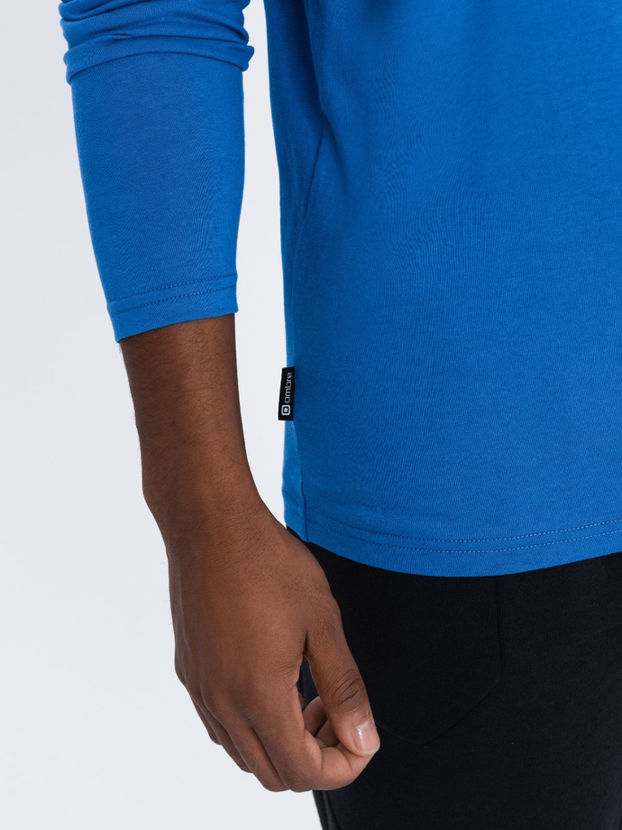 Men's BASIC longsleeve with round neckline - blue V9 OM-LSBL-0106