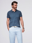 Men's polo t-shirt with decorative buttons - dark blue V8 S1744