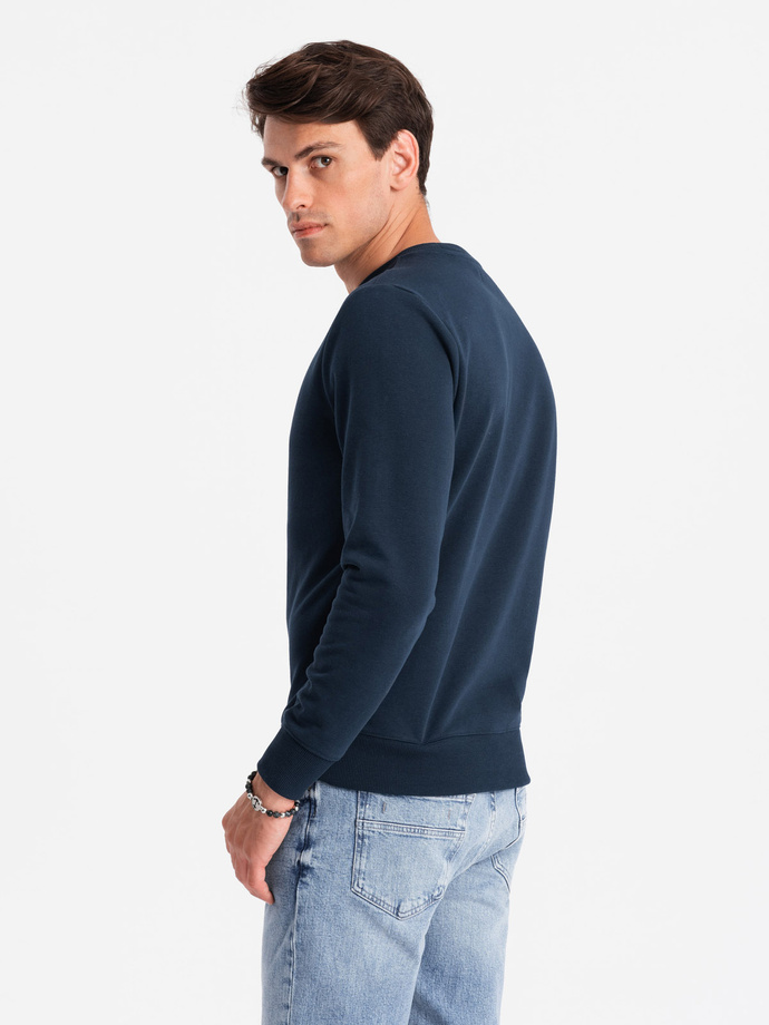 BASIC men's cotton non-stretch sweatshirt - navy blue V1 OM-SSBN-0159
