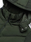 Men's winter jacket with unusual quilting - dark green V2 OM-JAHP-0127