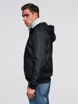 Men's lightweight jacket with mesh lining and hood - black V4 OM-JANP-0149