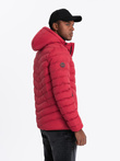 Men's quilted sports jacket with contrasting zipper - red V8 OM-JALP-0179