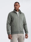 Men's jacket with high collar and fleece interior - khaki V3 OM-JANP-0154