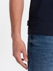BASIC men's classic cotton T-shirt with a crew neckline - navy blue V2 OM-TSBS-0145