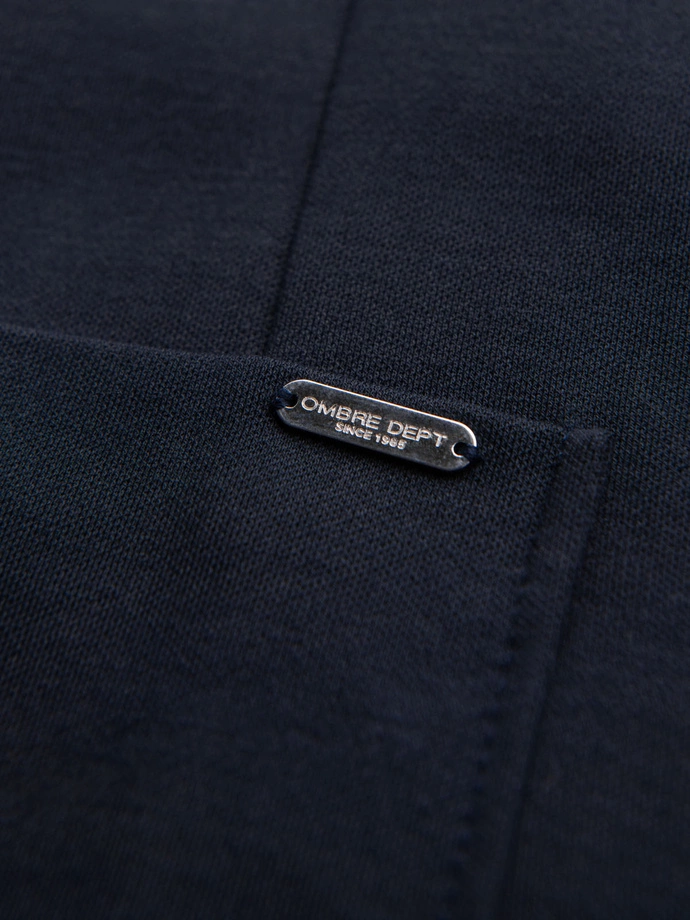 Pánska bunda SLIM z jemne štruktúrovaného úpletu - tmavomodrá V3 OM-BLZB-0101