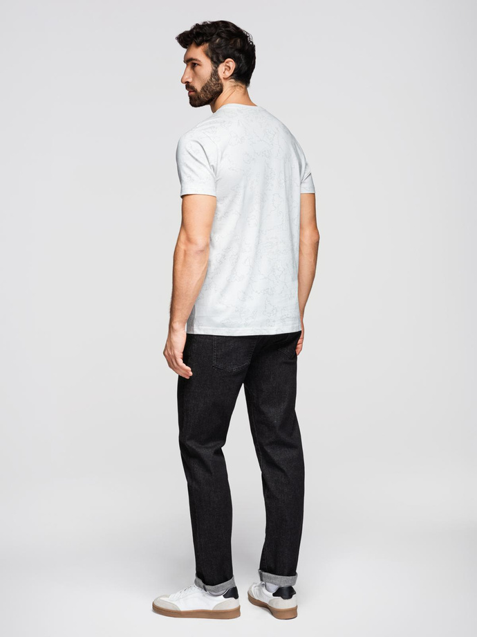 Tricou bărbătesc din bumbac cu logo dublu imprimat - alb V1 OM-TSPT-0211 