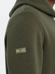 Hanorac cu glugă pentru bărbați cu buzunar cu fermoar - olive V2 OM-SSNZ-22FW-006