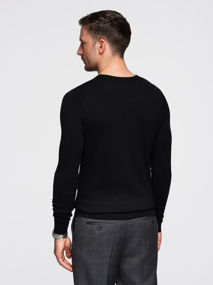 Pulover clasic pentru bărbați cu decolteu rotund - negru V2 OM-SWBS-0106