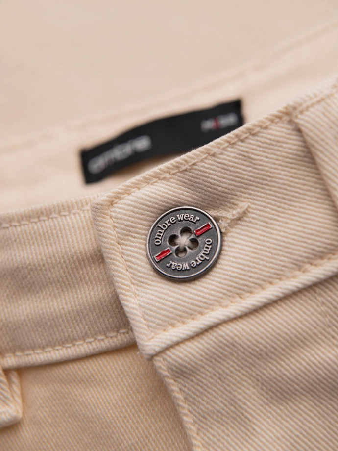 Men's denim classic shorts with rolled up leg - cream V2 OM-SRDS-0162