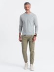 BASIC men's longsleeve with round neckline - grey melange V3 OM-LSBL-0106