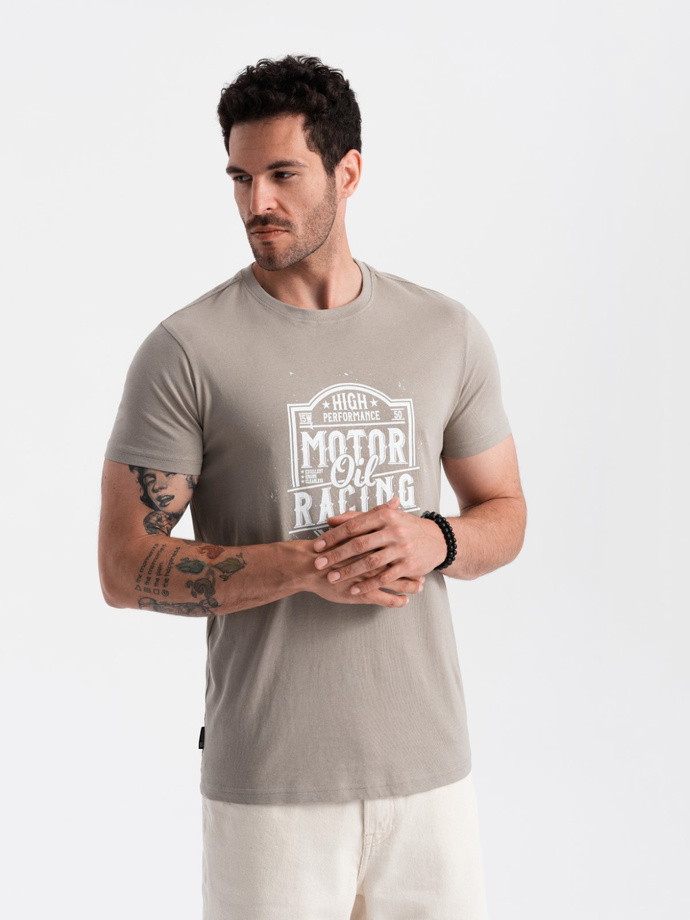 Men's motorcycle style printed t-shirt - ash V3 OM-TSPT-0125