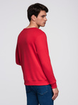 Men's non-stretch sweatshirt with round neckline and patch - red V1 B1713