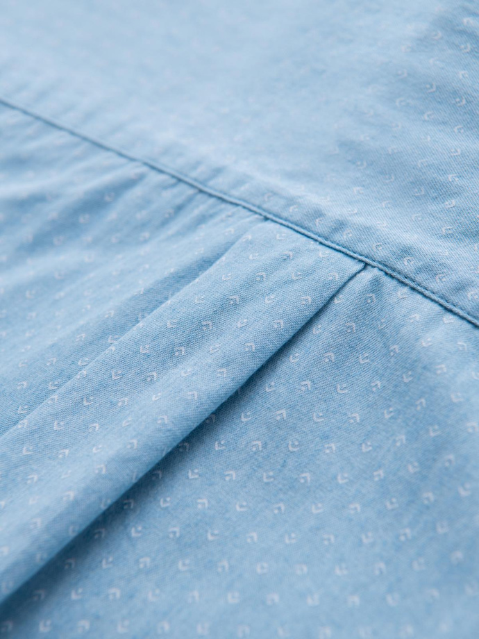 Pánska vzorovaná jemná džínsová košeľa s vreckom - svetlomodrá V1 OM-SHDS-0179