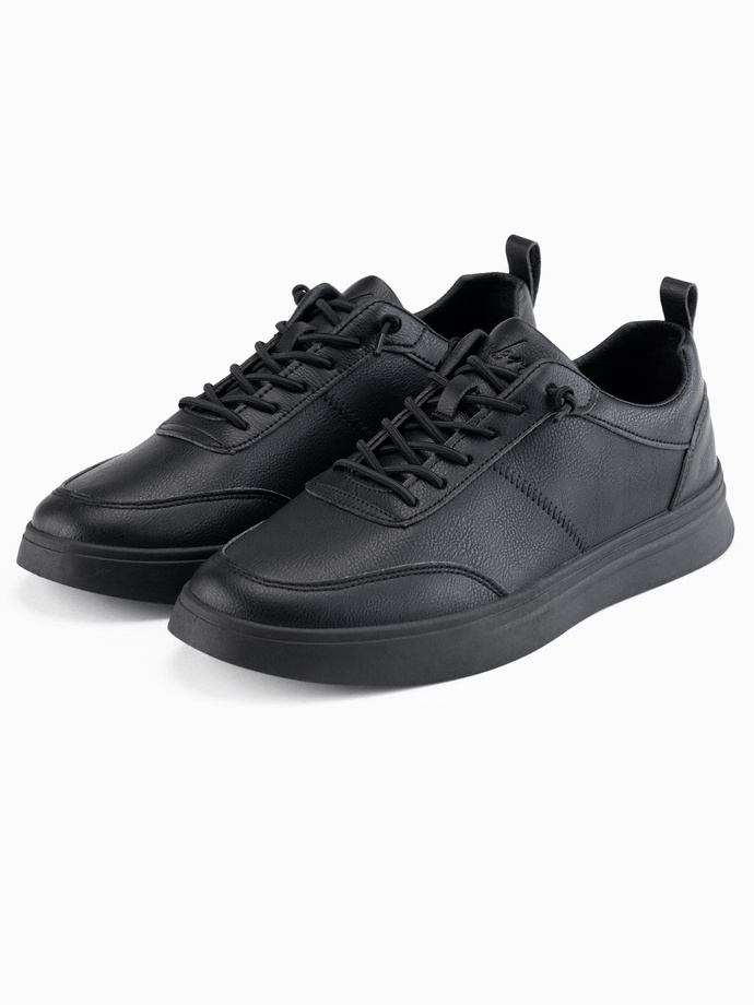 Pantofi sport monocrom cu cusături pentru bărbați - negru V4 OM-FOCS-0159 