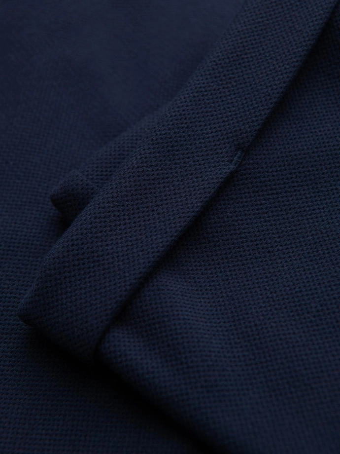 Men's pique knit pants with adjustable waistband - navy blue V1 OM-PACP-0283