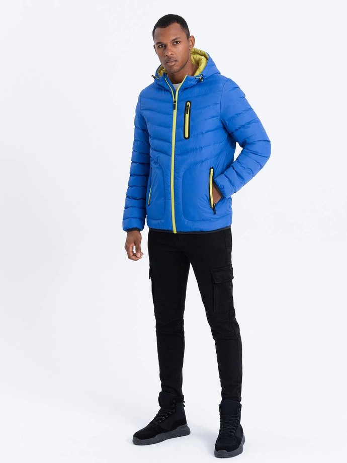 Men's quilted sports jacket - blue V4 OM-JALP-0118