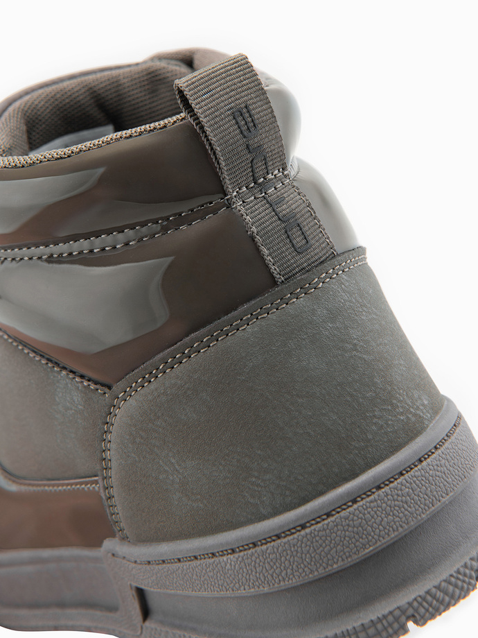 Men's high boots sneakers with shiny elements - brown V4 OM-FOSH-0178