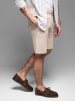 Pantaloni scurți SLIM FIT pentru bărbați din tricot structurat melange - nisip V3 OM-SRCS-0166