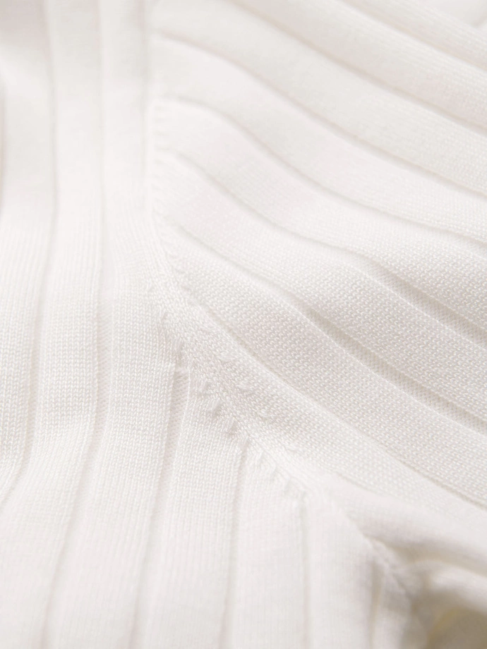 Pánská polokošile SLIM FIT z viskózy se svislými pruhy - broken white V3 OM-POSS-0143