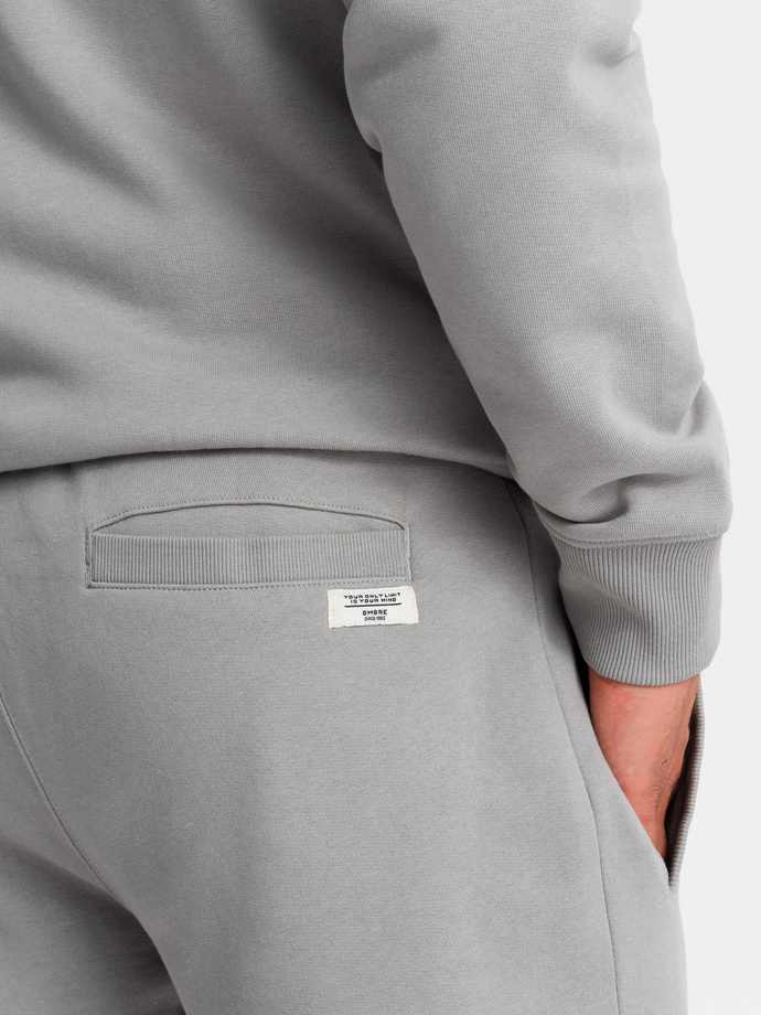 Men's sweatshirt set unbuttoned sweatshirt + shorts - gray V8 Z76