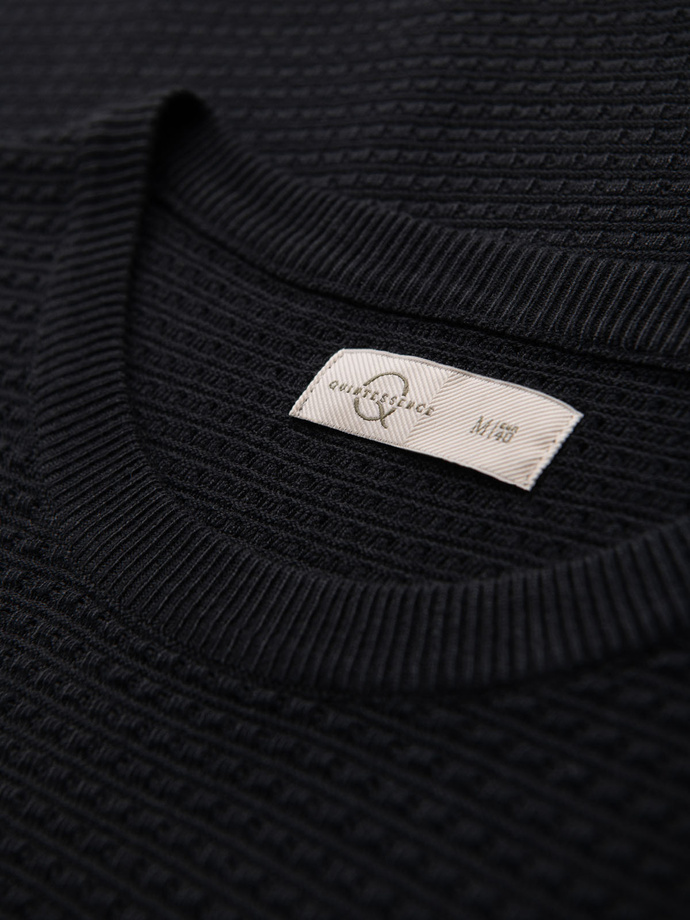 Tricou tricotat structurat pentru bărbați - negru V3 OM-TSCT-0253