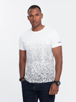 Tricou bărbătesc din bumbac cu imprimeu gradient - alb V1 OM-TSPT-22SS-001
