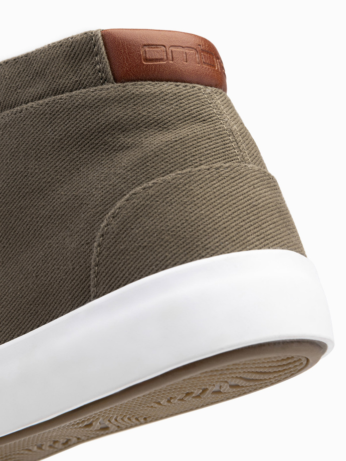 Men's cotton canvas high-top sneakers shoes - olive V4 OM-FOTH-0156