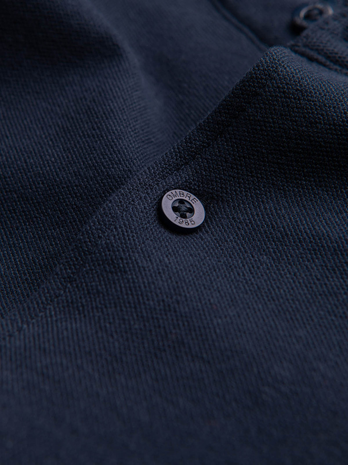 Men's long sleeve knit shirt - navy blue V2 K542