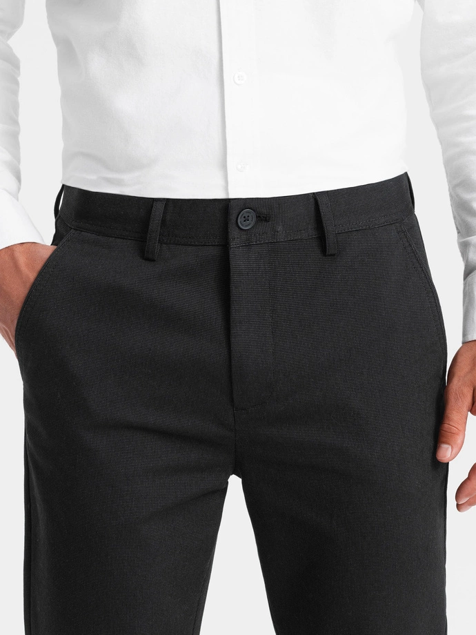 Men's classic chino pants with fine texture - black V5 OM-PACP-0188