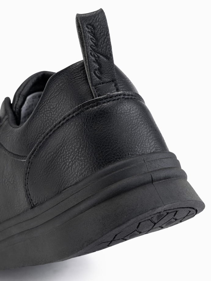 Men's monochromatic sports style shoes with stitching - black V4 OM-FOCS-0159 