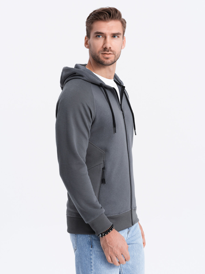 Pánska mikina na zips s kapucňou - graphite V2 OM-SSZP-0124
