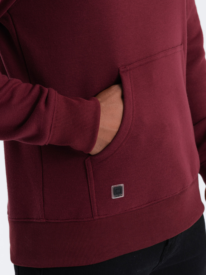 Men's non-stretch hoodie - maroon V7 OM-SSBN-0120
