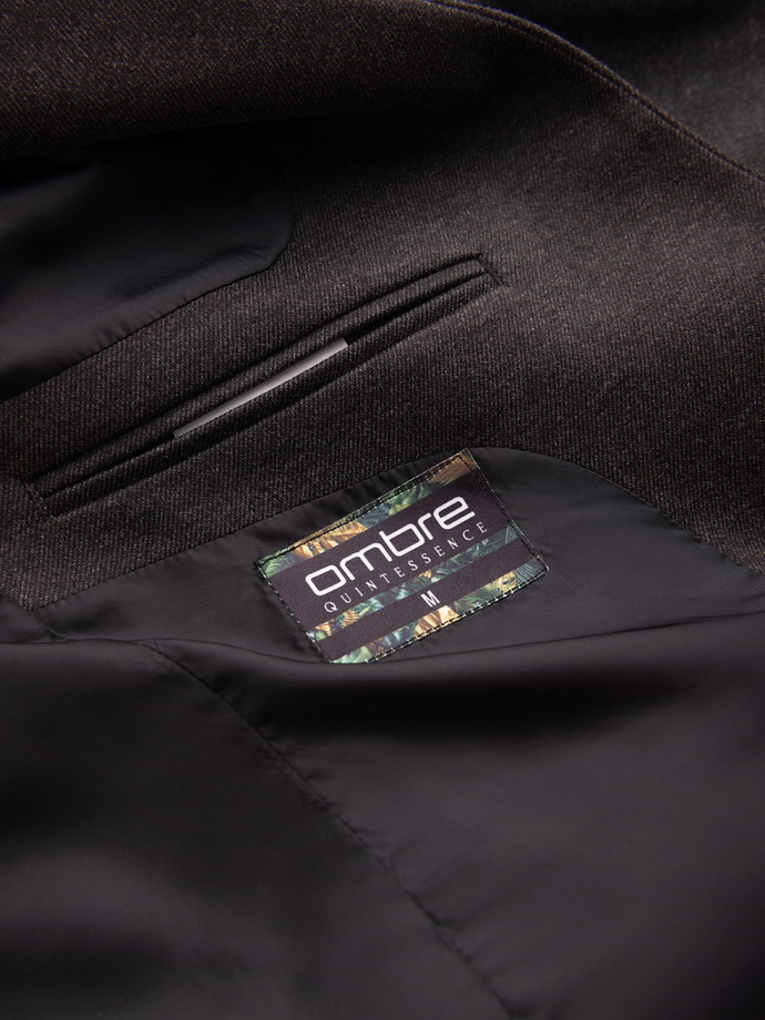 Jachetă bărbătească din raion melange cu guler înalt - negru melange V5 OM-BLZB-0131