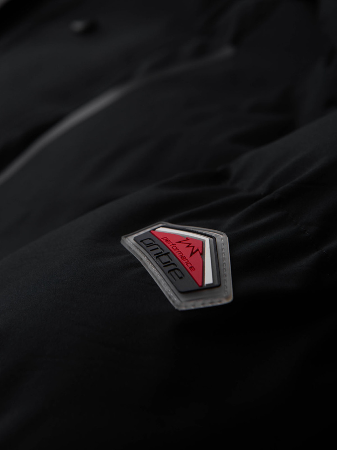 Pánská zimní bunda s odnímatelnou kapucí z nepromokavé tkaniny - černá V3 OM-JAHP-0306