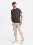 Men's casual t-shirt with pocket patch - graphite V11 OM-TSCT-0109