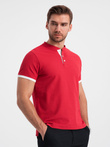 Tricou polo fără guler pentru bărbați - roșu V2 OM-TSCT-0156