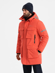 Men's long insulated jacket with reflective elements - orange V1 OM-JALJ-0169